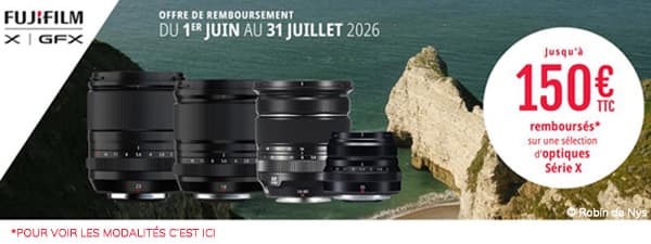 Fuji Offre de Remboursement sur une sélection d'Optiques de voyage en Série X du 01/06 au 31/07/26